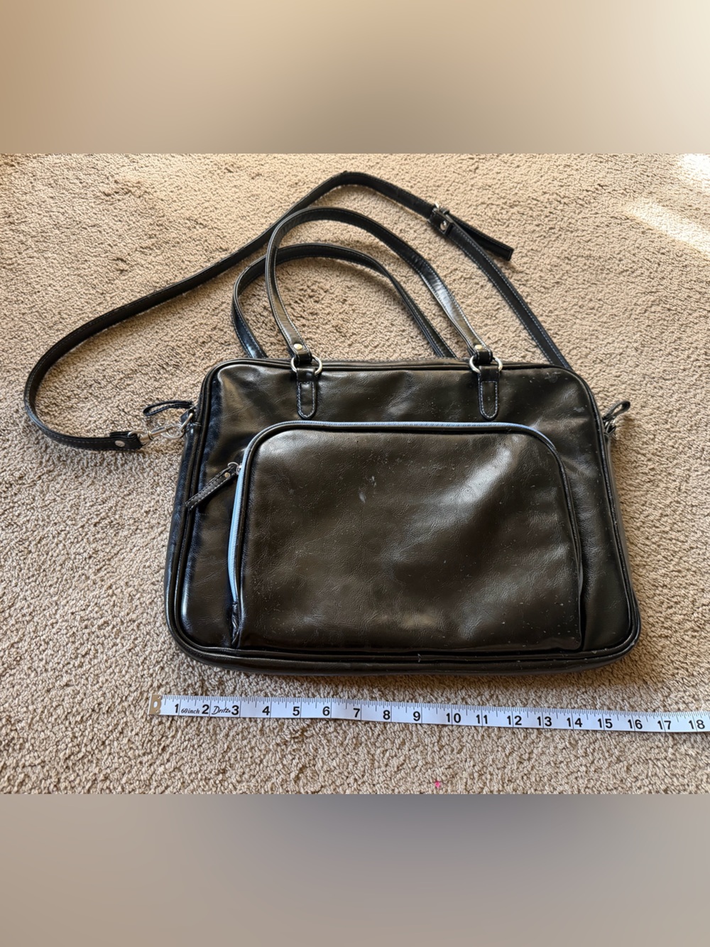 Studio C Black Laptop Tote with Front Zip Pocket